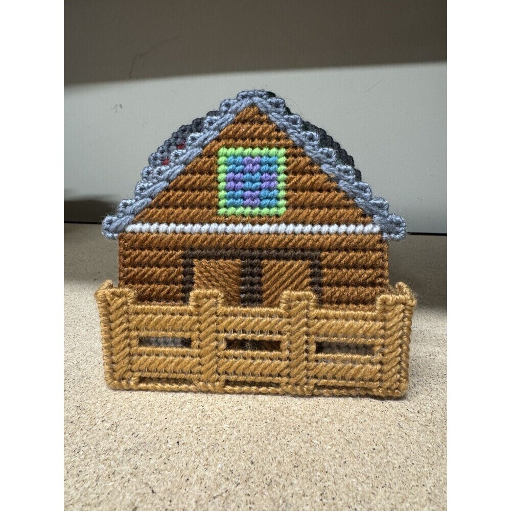 Plastic Mesh Stitch Coaster Felt Backing Barn Fence Holder Vintage Handmade